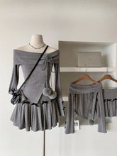 BXOXO Fall Winter Women Kpop Fashion Girl Gyaru 2000s Aesthetic Rave Outfits 2 Piece Set Long Sleeve Coquette Tops + Mini Bow Skirts